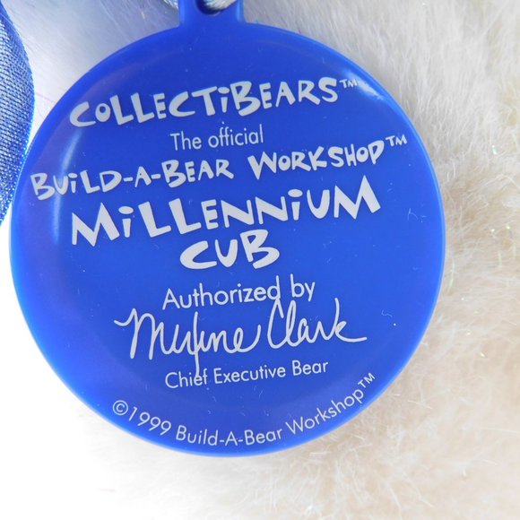 Vintage Build A Bear Blue/White/Sparkle 2000 Millennium Cub Limited Edition 11" - Picture 6 of 8